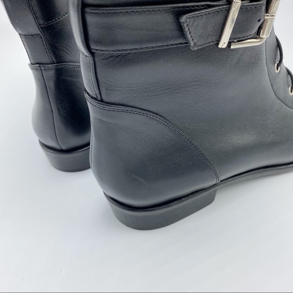 NEW Claudia Ciuti Sz 8 Black Cap Toe Lace Up w/ Zip Combat Leather Boots Booties - Picture 8 of 8
